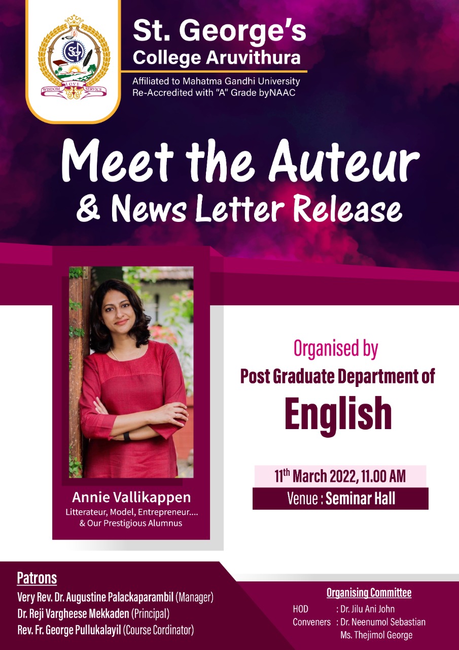 Department of English - Meet the Auteur and the New Letter Release